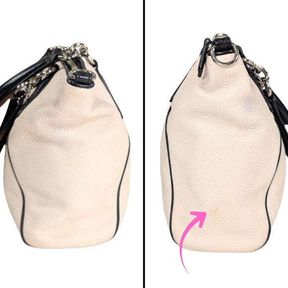 Coach Kelsey Crossbody Satchel White Chalk Pebbled Leather Black Trim F57488 - Picture 4 of 10